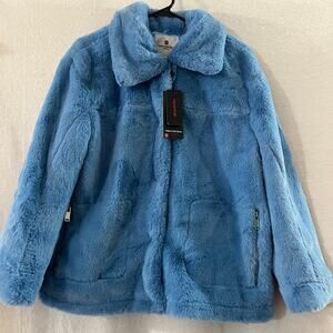 Urban Republic Sky Blue Extra Soft Faux Fur Long Sleeve Coat Women's Size M